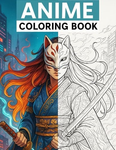 Anime Coloring Book: Fantasy, Cyberpunk, Slice of Life & Japanese Folklore