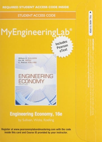 NEW Mylab Engineering with Pearson EText -- Access Card -- Engineering Economy