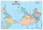Upside Down World Map Laminated Tubed 840x594mm