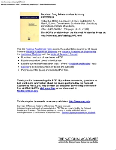 Food and Drug Administration Advisory Committees