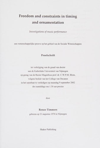 Freedom and Constraints in Timing and Ornamentation