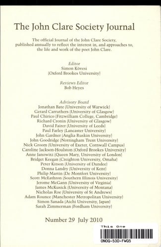 John Clare Society Journal, 29 (2010)