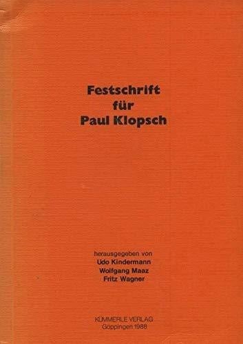 Festschrift für Paul Klopsch (Göppinger Arbeiten zur Germanistik) (German Edition)