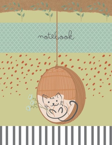 Notebook: Unique Lined Notebook Journal with Vintage Colors and Cat