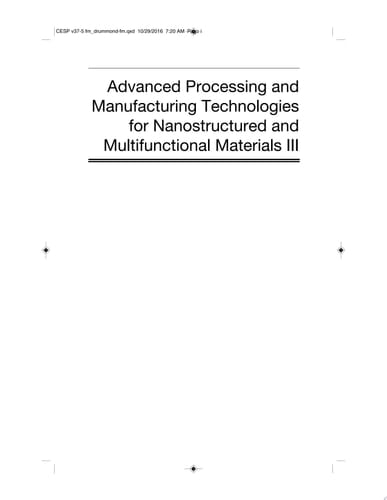 Advanced Processing and Manufacturing Technologies for Nanostructured and Multifunctional Materials III, Volume 37, Issue 5