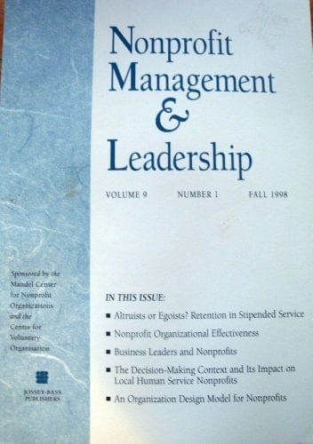 Nonprofit Management and Leadership, Volume 09, Numb Er 1, Winter 1999