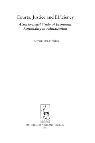 Courts, Justice, and Efficiency A Socio-legal Study of Economic Rationality in Adjudication
