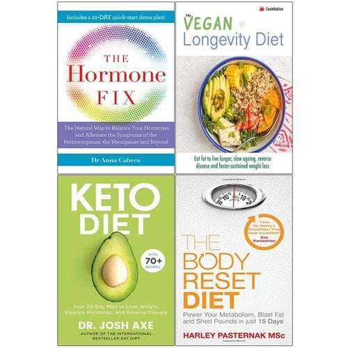 The Hormone Fix, Vegan Longevity Diet, Keto Diet 30 Day, Body Reset Diet 4 Books Collection Set