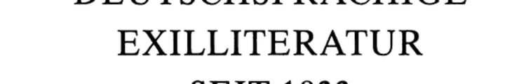 Deutsche Exilliteratur seit 1933