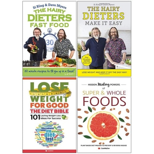 Hairy Dieters Fast Food, Hairy Dieters Make It Easy, Lose Weight for Good Diet Bible, Hidden Healing Powers 4 Books Collection Set