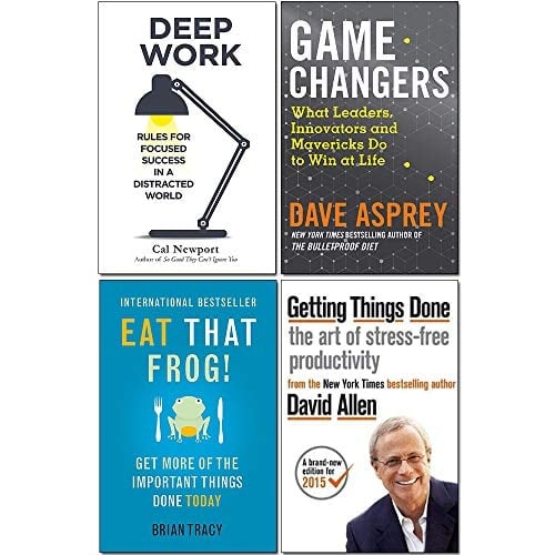 Game Changers, Eat That Frog, Getting Things Done, Deep Work 4 Books Collection Set