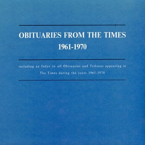 Obituaries for the London Times, 1961-1970