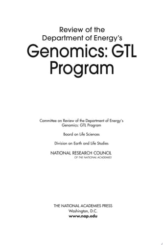 Review of the Department of Energy's Genomics: GTL Program