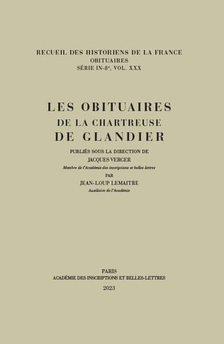 Les obituaires de la chartreuse de Glandier