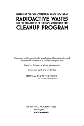 Improving the Characterization and Treatment of Radioactive Wastes for the Department of Energy's Accelerated Site Cleanup Program