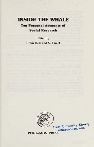 Inside the Whale Ten Personal Accounts of Social Research