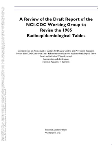Review of the Draft Report of the NCI-CDC Working Group to Revise the 1985 Radioepidemiological Tables