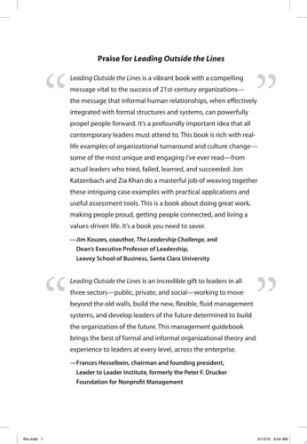 Leading Outside the Lines How to Mobilize the Informal Organization, Energize Your Team, and Get Better Results