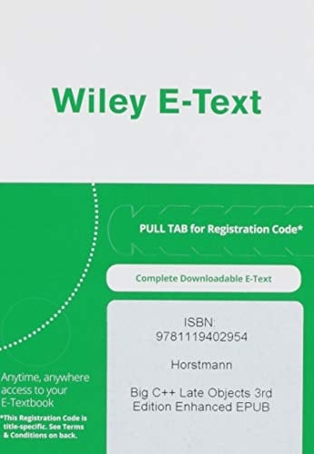 Big C++ 3rd Edition EPUB Reg Card