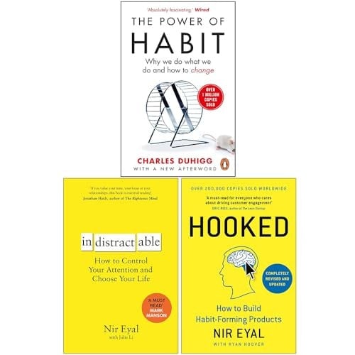 Atomic Habits, Indistractable, Hooked (hardback) 3 Collection Books Set
