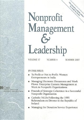 Nonprofit Management & Leadership, No. 4, Summer 2007
