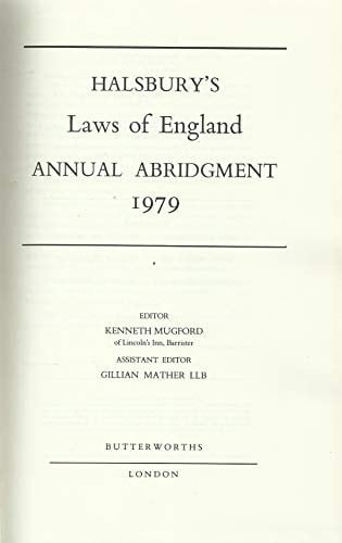 Halsbury's Laws of England Annual Abridgment 1979