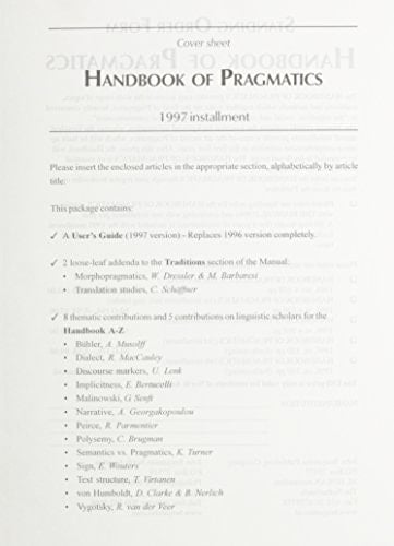 Handbook of Pragmatics 1997 installment