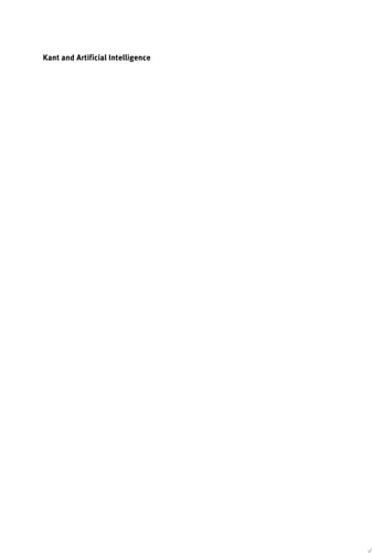 Kant and Artificial Intelligence