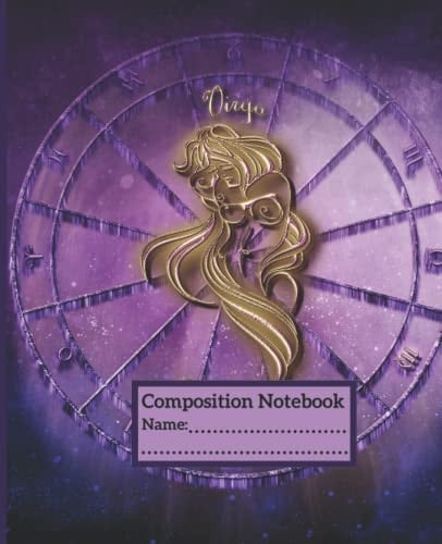 Composition Notebook: Beautiful college-ruled celestial Zodiac composition notebook, 7.5x9.25’ 120 pages