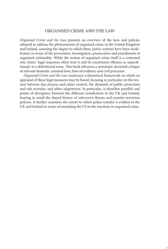 Organised Crime and the Law A Comparative Analysis