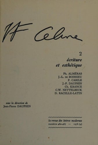 Écriture et esthétique (L.-F. Céline) (French Edition)