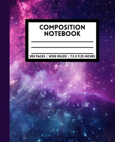 Composition Notebook Wide Ruled Galaxies Pattern : Nebula Space Pattern Composition Notebook For Writing : Composition Notebook for Him or Her, 7.5x9.25 Wide Ruled Pages