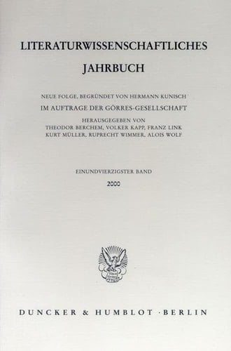 Literaturwissenschaftliches Jahrbuch 41. Band (2000).