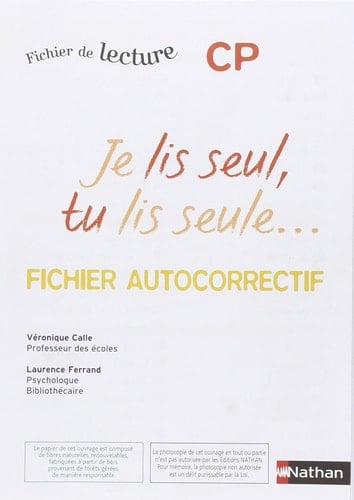 Je lis seul, tu lis seule - Autocorrectif - CP
