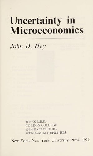 Uncertainty in Microeconomics