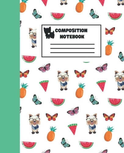 Composition Notebook: Yorkie Terrier with fruits