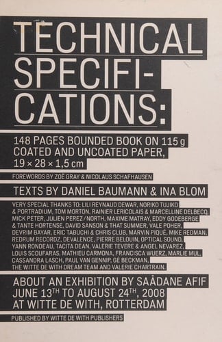 Saâdane Afif: Technical Specifications