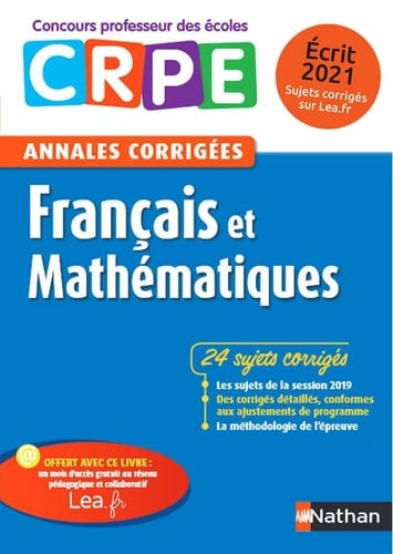 Français et mathématiques Annales corrigées écrit CRPE