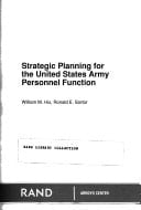 Strategic Planning for the United States Army Personnel Function (Rand Report)