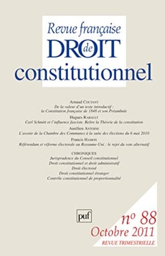 Revue française de Droit constitutionnel N° 88, Octobre 2011