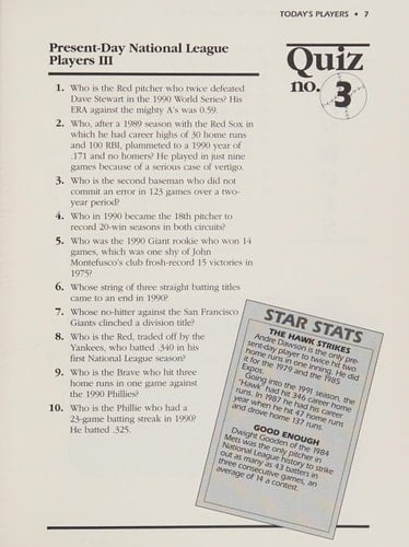 Baseball Quiz and Information Book
