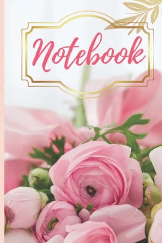 Pink roses flower, sewing, knitting, gardening hobbyist, high school/college student notebook journal