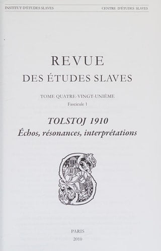 Tolstoj 1910 échos, résonances, interprétations
