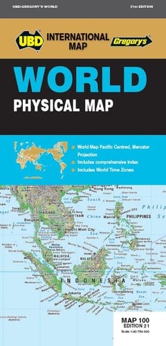 World Physical Map 100 21st Ed