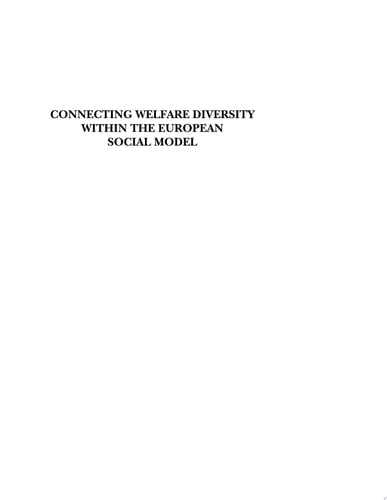 Connecting Welfare Diversity Within the European Social Model