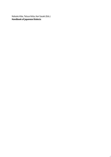 Handbook of Japanese Dialects