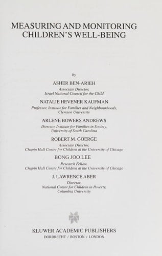 Measuring and Monitoring Children’s Well-Being