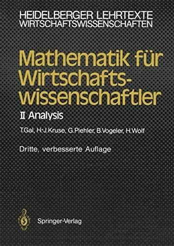 Mathematik für Wirtschaftswissenschaftler II Analysis