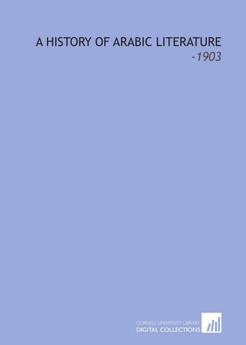 A History of Arabic Literature: -1903