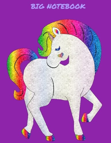 BIG NOTEBOOK - Big Purple Notebook With Unicorn Cover - Extra Large 8.5 x 11, 590 College ruled lined pages - Giant Notebook Paperback